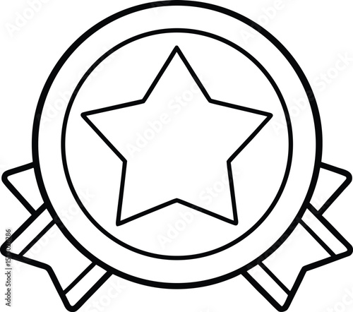 Circular badge design with elegant ribbon tails for branding and awards