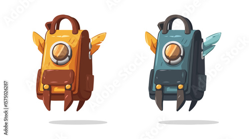 Futuristic Briefcase with Jetpack Mascot Cartoon Vector Illustration