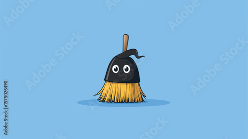 Marketing Character Cartoon Mascot with Broom Vector Illustration