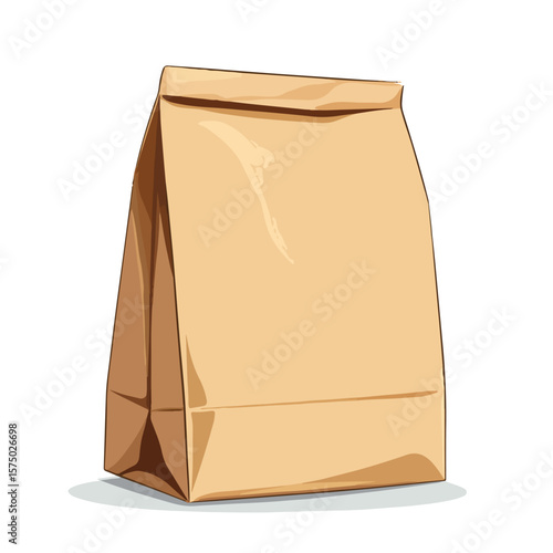 Brown Paper Bag Cartoon Vector and Illustration Hand