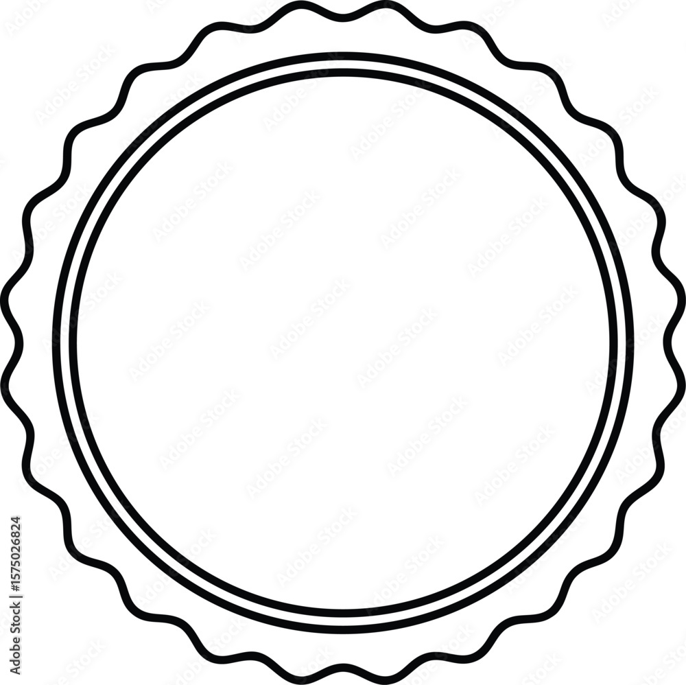 Circular seal badge design with decorative scalloped edge and clean outline Circular seal badge design with decorative scalloped edge and clean outline