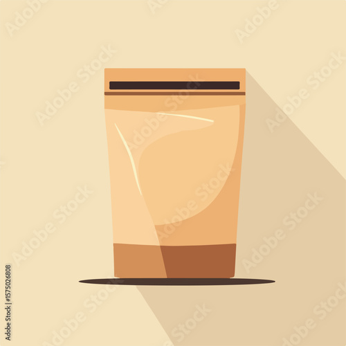 Brown Paper Packaging Bag Flat Vector Illustration
