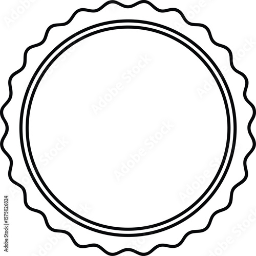 Circular seal badge design with decorative scalloped edge and clean outline