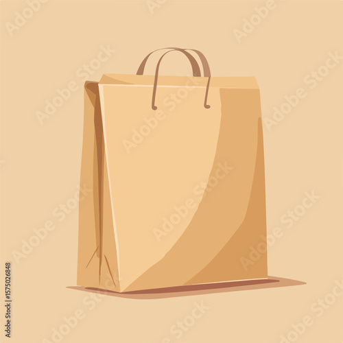 Brown Paper Packaging Bag Flat Vector Illustration