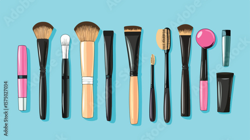 Professional Makeup Brush Hand Drawn Element Vector Illustration