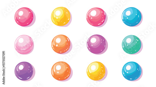 Colorful Bubble Gum Candy Pack Flat Vector Illustration