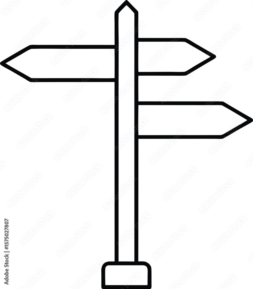 Outline of a multi directional signpost with multiple directional arrows Outline of a multi directional signpost with multiple directional arrows