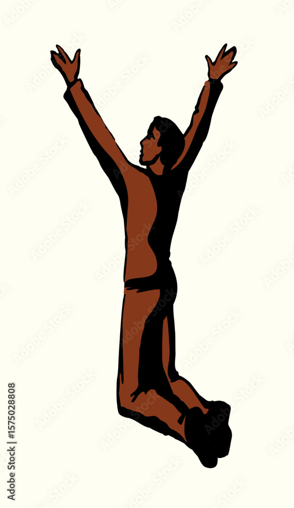 Obraz premium Vector drawing. Praying young man