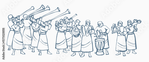 Vector drawing. People play music