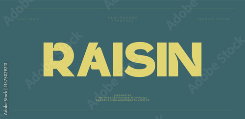 Raisin Strong futuristic alphabet display font vector. Modern vanguard bold typeface