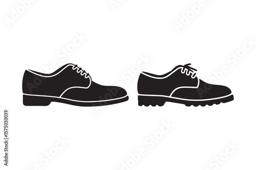 Two black oxford shoes one smooth soled and one lug soled