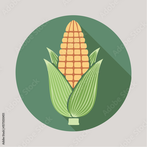 stylized corn stalk icon in flat design on 512×512 px artboard symbolizing fall harvest and abundance