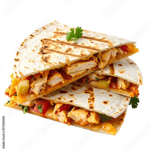 3D chicken quesadilla icon isolated on transparent background. PNG