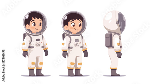 Adorable Cartoon Little Boy Wearing Astronaut Costume