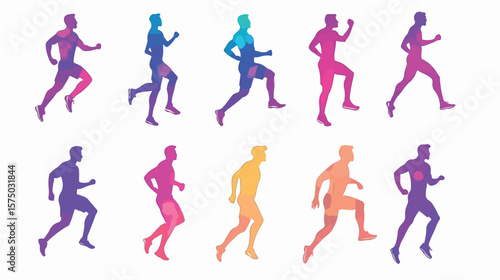 Bundle of Ten Athletes Practicing Various Colorful Sports