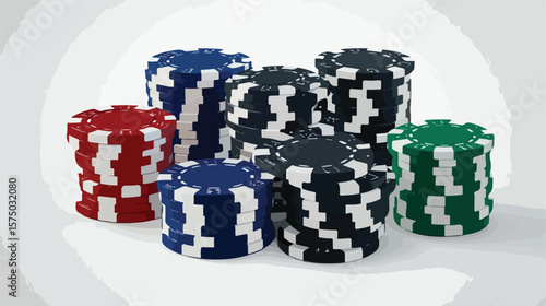 Casino Games Chips Item Flat Vector Illustration
