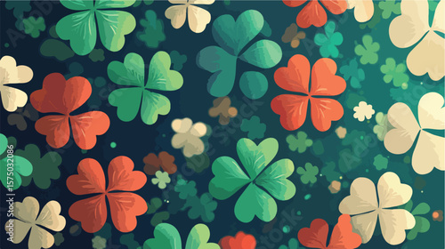 Lucky Clover Casino Games Flat Vector Illustration