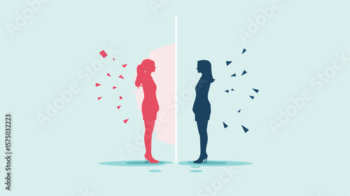 Gender Pay Gap and Inequality in Business - Flat Vector Illustration