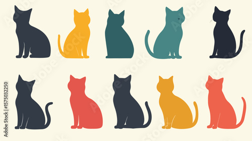Silhouette Cat Mascot Pet Icon Vector Illustration