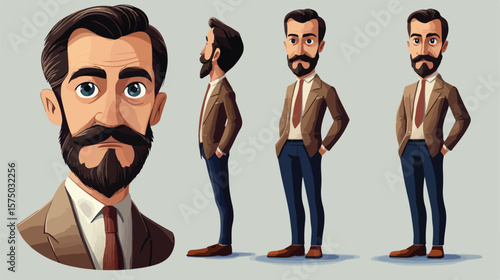 Professional Businessman Cartoon Character Flat Vector Illustration