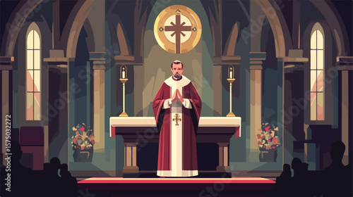 Catholic Church Bishop Religious Priest Flat Ve