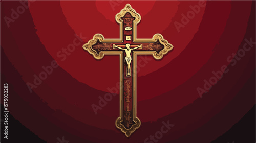 Flat Vector Catholic Cross Illustration for Religious Designs