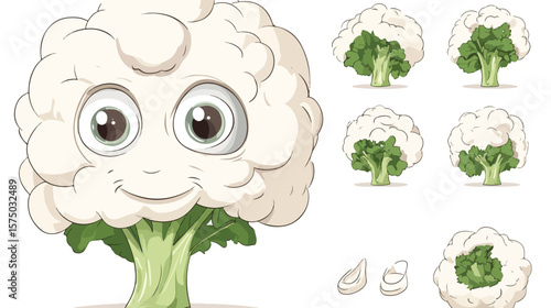 Cauliflower Head Cartoon Oculist Mascot Character