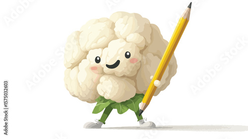 Cauliflower Head Cartoon Drawing with Pencil
