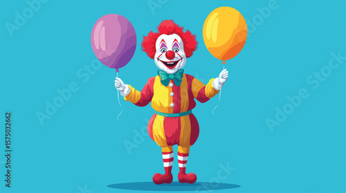 Colorful Clown with Balloons - Vector Cartoon Character