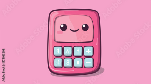 Cute Kawaii Math Calculator Character in Flat Vector Illustration