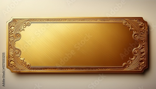 golden ticket a rectangular blank golden ticket with an intricate border on a white background