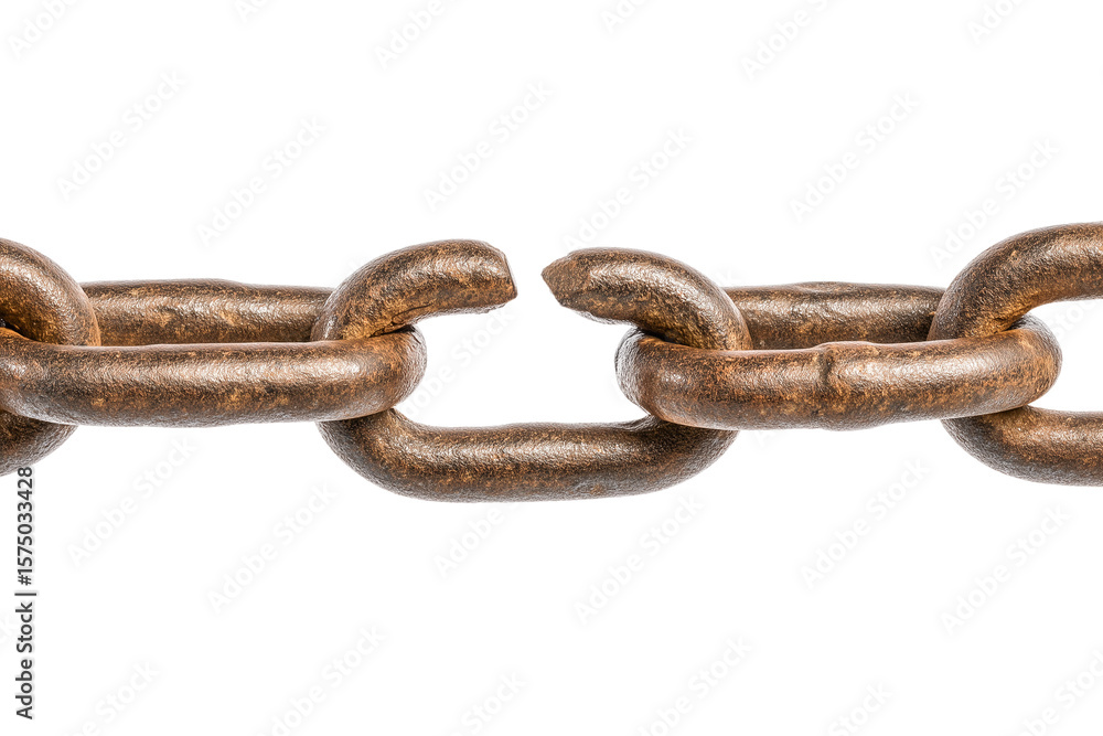 Obraz premium Broken link means failure, isolated on white background