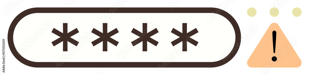 Fototapeta premium A password input field with masked text and warning triangle highlighting a security alert. Ideal for cybersecurity, online safety, password management, data security, error caution, user