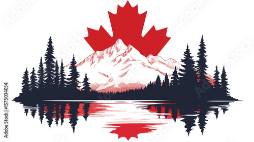Serene Canadian Landscape Scene Vector Illustration