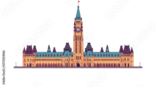 Canadian Parliament Building Icon Vector Illustration