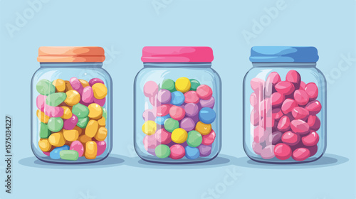 Colorful Candy Jars Flat Vector Illustration