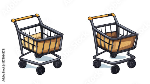 Modern Shopping Cart Transportation Isolated Icon Vector