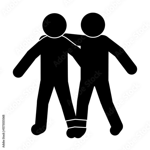 運動会の二人三脚をする二人組のピクトグラム