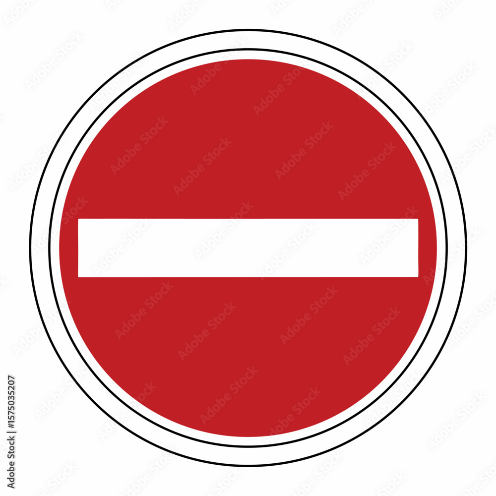 Fototapeta premium Red circle white bar traffic sign prohibition