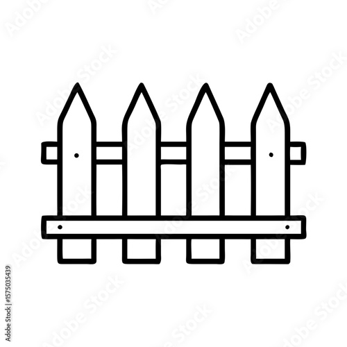 Wooden picket fence illustration in minimalist style  