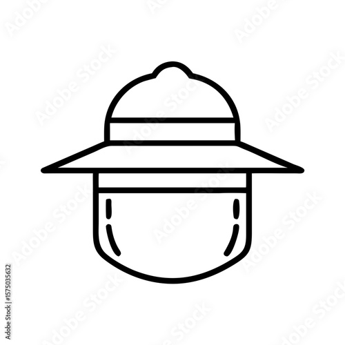 Beekeeper hat and veil in simple line art style  