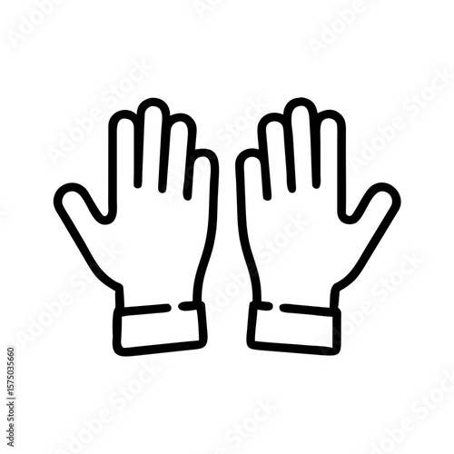 Protective gloves shown in outline illustration on white background  