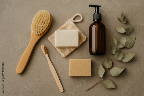 Bathroom essentials neatly shot