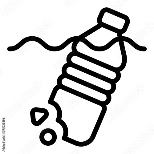 microplastic outline icon for ocean waste and plastic pollution