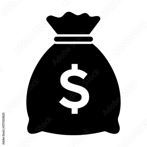 Vector art of a black silhouette of a money bag with a dollar sign