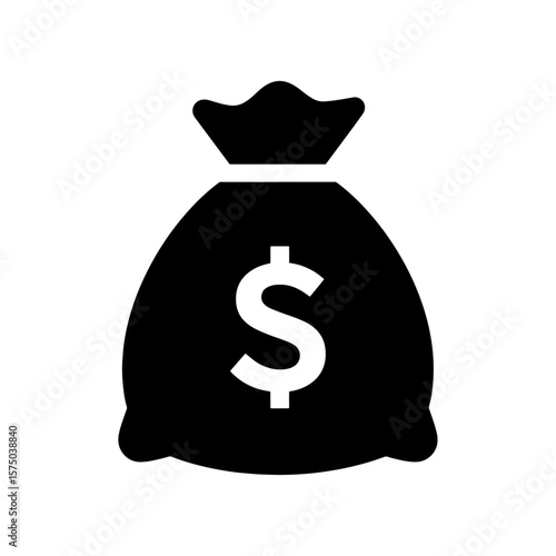 Vector art of a black silhouette of a money bag with a dollar sign