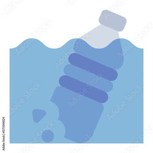 microplastic flat icon for ocean waste and plastic pollution