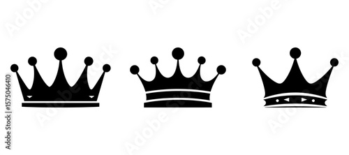 Crown Icon Set, Crown Silhouette Set, vector illustration