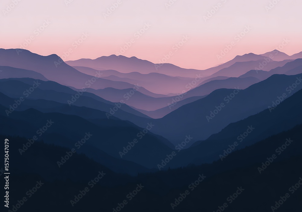 Fototapeta premium Layers of mountains at twilight hour