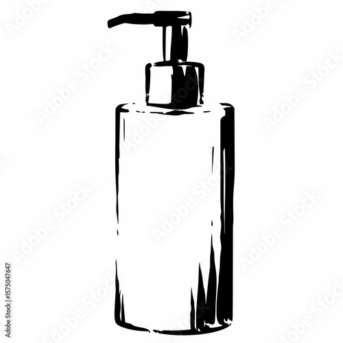 Clear bottle with pump dispenser for liquid soap or lotion  